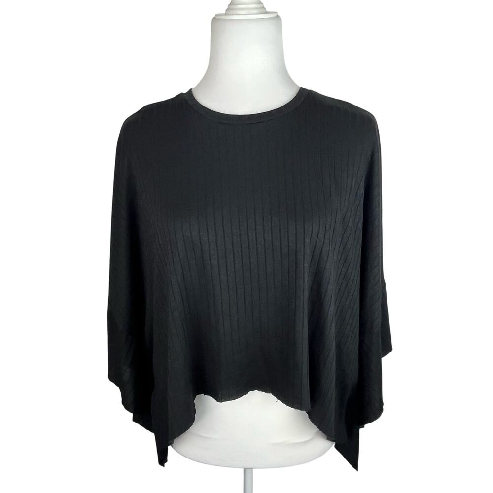 Zara Black Ribbed Round Neck Top